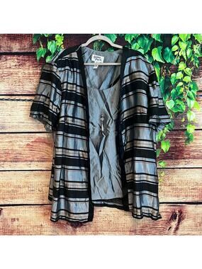 Vintage Dawn Joy II Jacket Blouse Necklace Womens 24W Plus Size Striped Cardigan